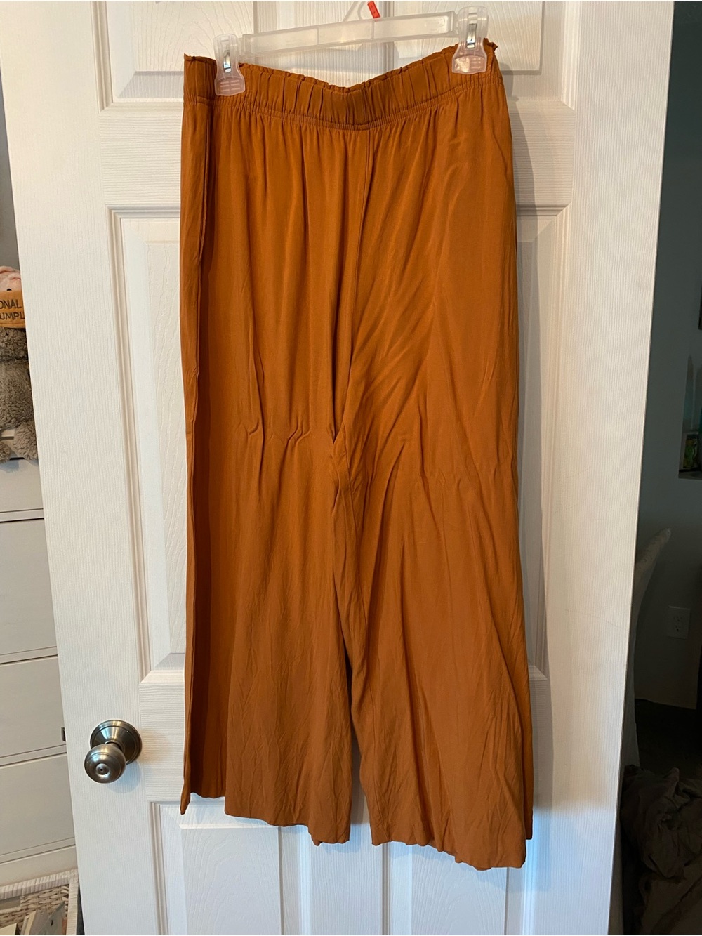 H&M Wide-Leg Elastic Waist Pants - Rust Orange